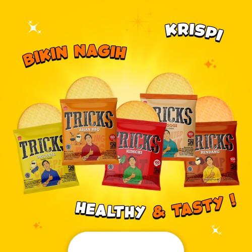 Product Introduction of TRICKS Biskuit Kentang Potato Baked Chips 10 x 20gr Tricks Original Tricks Cheese Ramyeon Tricks Rendang Tricks Asian Bbq Tricks Kimchi Tricks Bulgogi 12