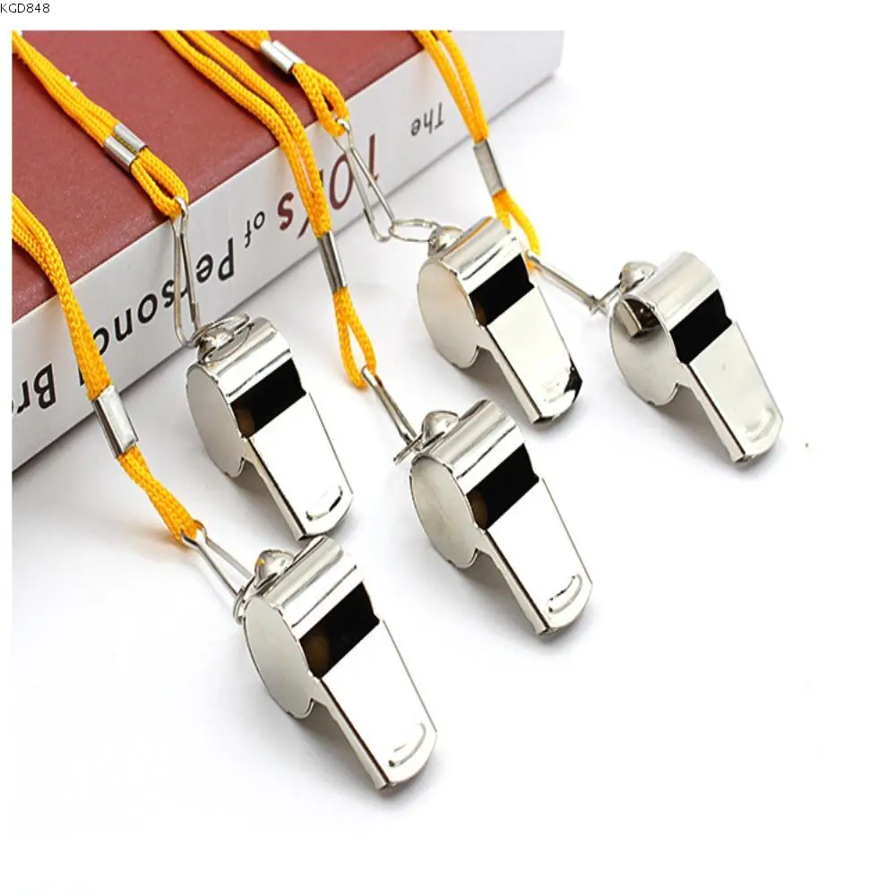 KGD848 Cheerleading Tool Loud Metal Whistle With Rope Stainless Steel Whistles Portable Strong Sport Whistle Referee