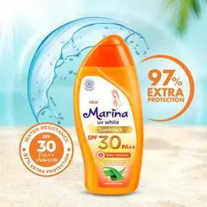 Marina SUNBLOCK 85 ML Water Resistance Tahan Air SPF 30++ Vitamin Kering Lotion Mencerahkan Facial Extract