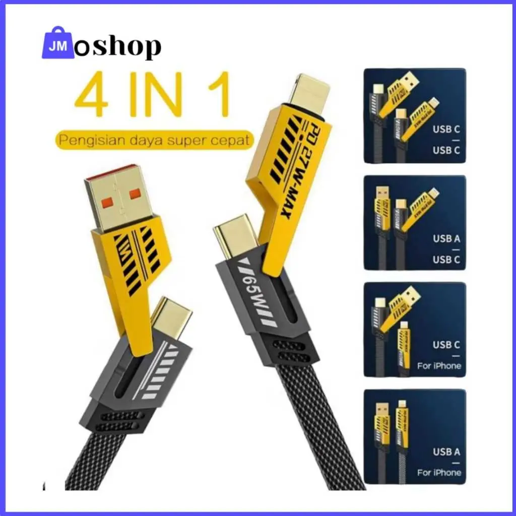 Kabel Data Fast Charging 4in1 JK=06 USB Type C Type A iOS Multiple Charging 27W + 67W