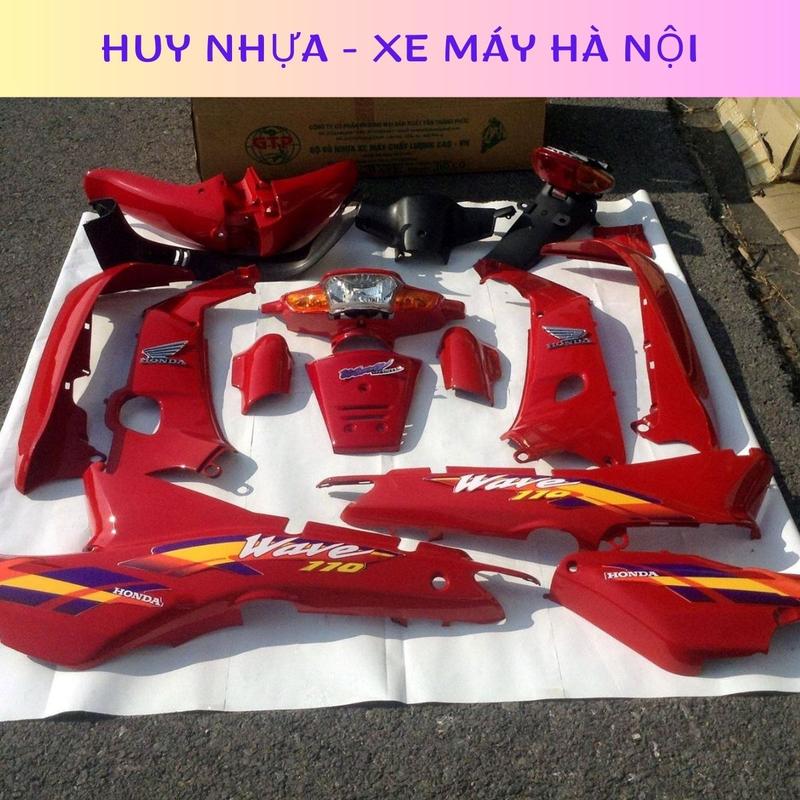 Combo Đèn Dàn Áo Wave Thái 110 Cao Cấp - Bộ Vỏ Xe Wave Thái 110 Kèm Tem 3 Lớp - Dàn Áo Wave Nhỏ 110 Thái Xanh Nhớt Nhãn Dán Decal Sticker