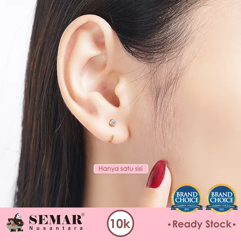 Anting Tindik Emas Little Izzy Huggies Gold 10K Semar Nusantara 0