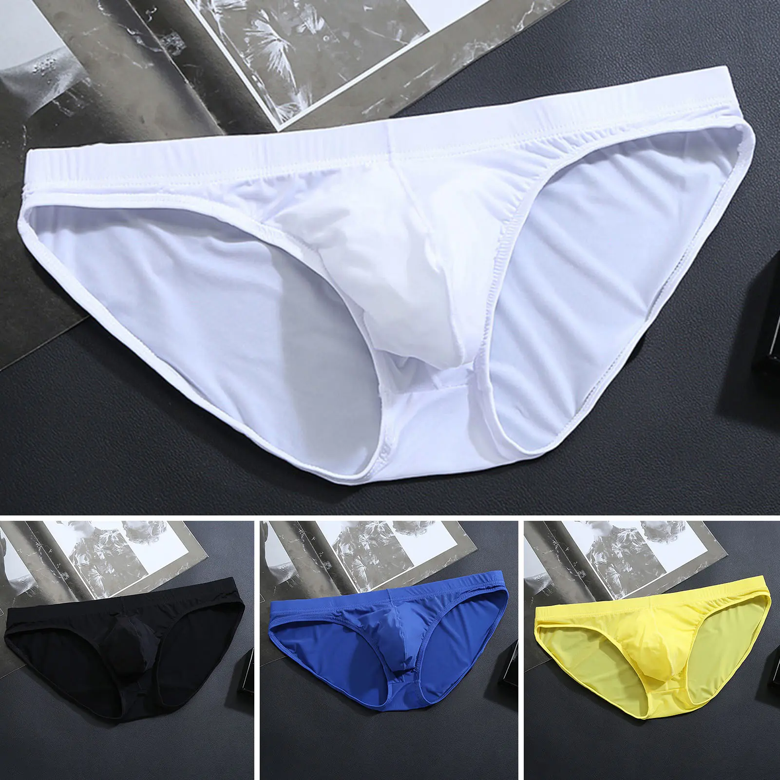 Quần Lót Nam, Cạp Thấp, Lụa Lạnh Mỏng, Làm Mát, Co Giãn, Mềm Mại Và Thoáng Khí, Nhanh Khô, Không Kéo Dây, Thiết Kế Lồi Chữ U, Không Hạn Chế, Quần Sịp Nam Quần Boxer Kate Nhung Boxer Menswear Màu Đen