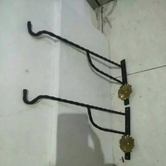 PRABU DKEORASI Cantolan Besi Bunga Pot Taman Hias Termurah Aesthetic | Gantungan Sangkar Burung Besi Dinding | Cantelan Bracket Pot Hanger Baju Gantung 40 - 50 cm 3