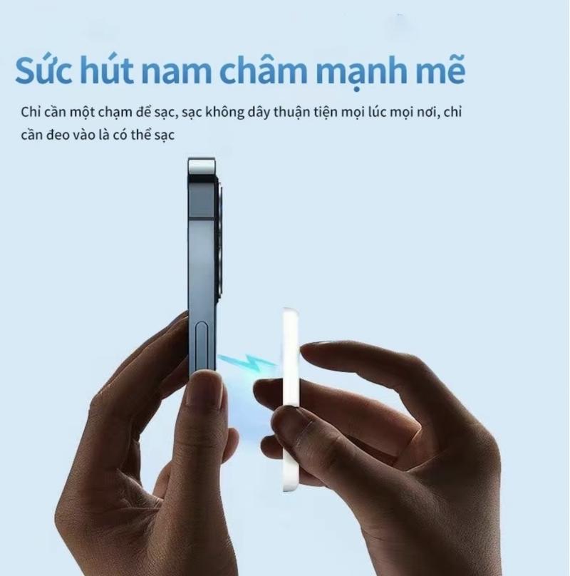Product Introduction of Pin Sạc Dự Phòng Không Dây MagSafe (Tặng kèm cáp USB), Tương Thích Với Các Điện Thoại iPhone Hỗ Trợ Sạc Không Dây, Đi Kèm Cáp Android và iPhone, Thiết Kế Di Động Có Chân Đỡ, Dung Lượng Lớn. 4