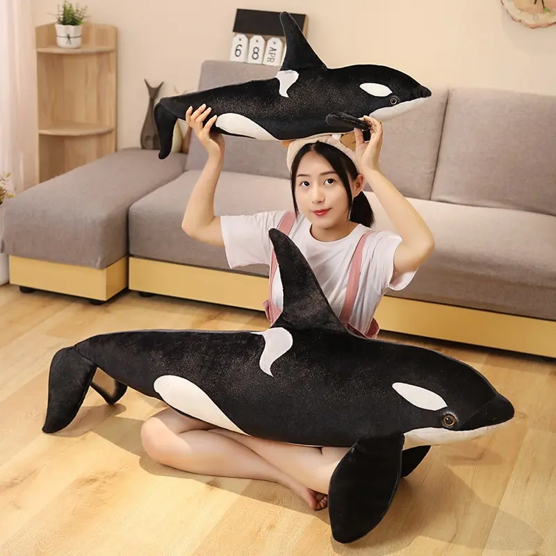 Boneka paus orca ukuran jumbo 80 cm Mainan anak karakter lucu bahn halus dan lembut cocok buat teman bermain 5