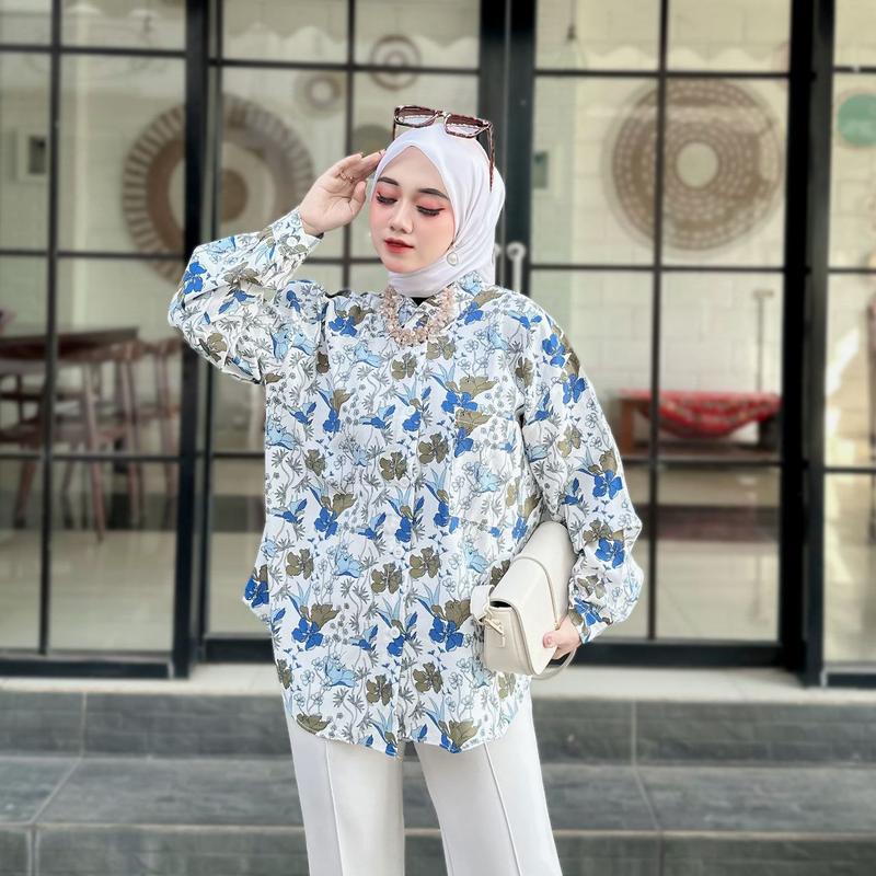 Product Introduction of Kemeja Crinkle Motif Oversize Kemeja Atasan Wanita Panjang Baju Remaja 7