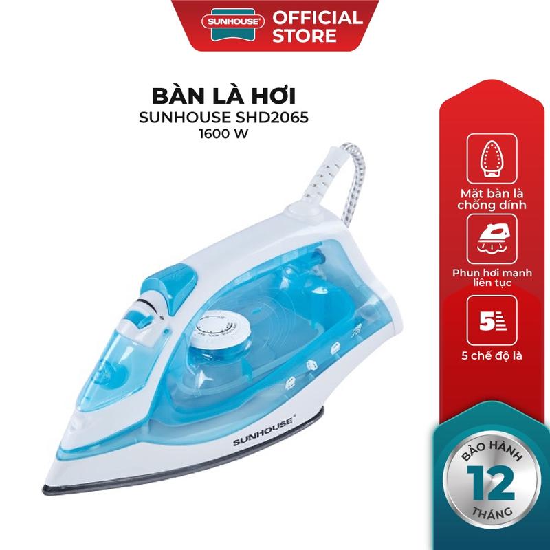Bàn là hơi SUNHOUSE SHD2065 - Công suất 1600W - Chống dính, dế lỗ phun hơi- Bảo hành chính hãng 12 tháng Ủi Quần Áo Bàn Ủi Là Quần Áo