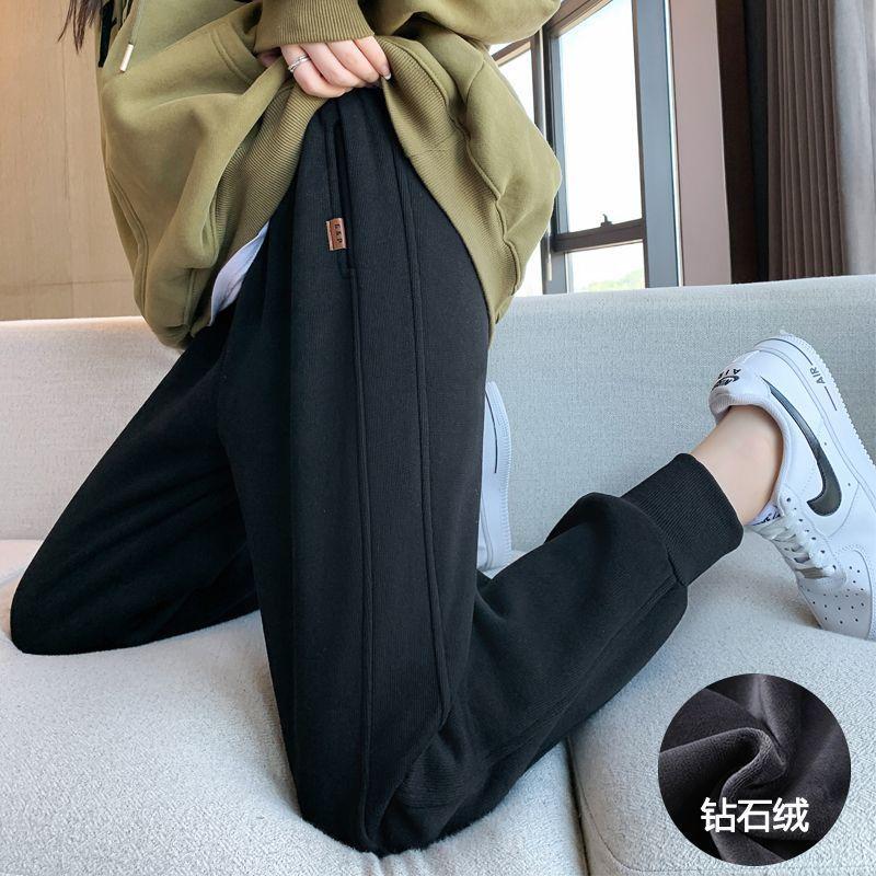 Quần Thể Thao, Lót Lông Cừu, Dành Cho Nữ, Mùa Thu Và Mùa Đông, Dáng Rộng Vừa Vặn, bó ống, Dày Dặn, Phong Cách Thường Ngày Cỡ Nhỏ Thích Hợp Cho Trang Phục Mùa Đông, Một Lớp, Quần Nỉ Harem, Thích Hợp Cho Bé Trai 1