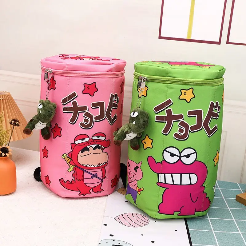 Túi Ba Lô Mọi Thứ, Thiết Kế Shin-chan Bút Chì Màu Dễ Thương Và Cá Sấu, Túi Đeo Vai Đôi, Khóa Kéo Trên, Túi Đi Học Dễ Thương, 2025umis