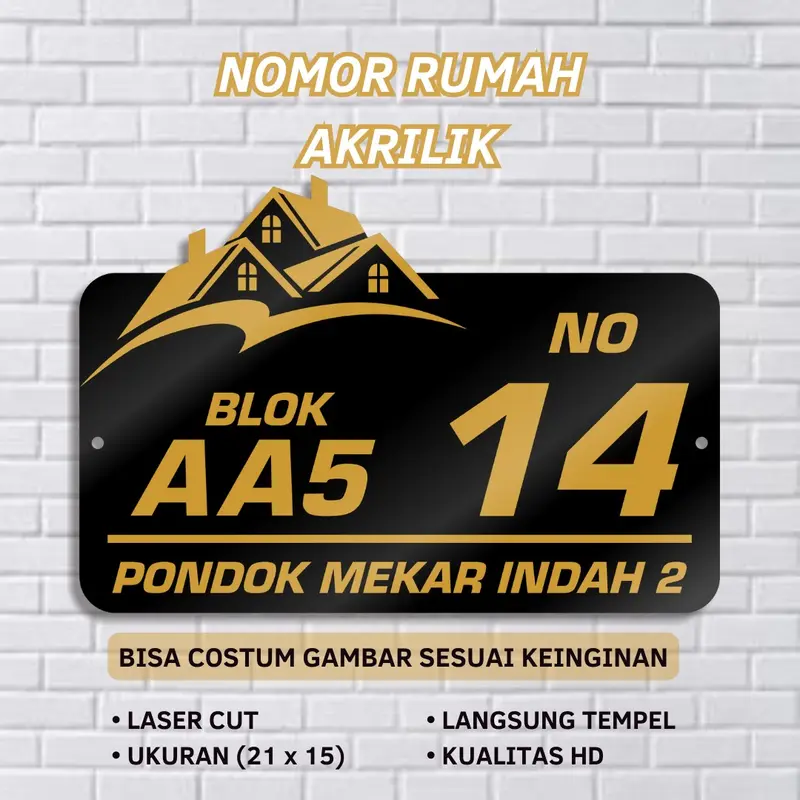 Custom nomor rumah akrilik | No rumah cantik minimalis modern | 0