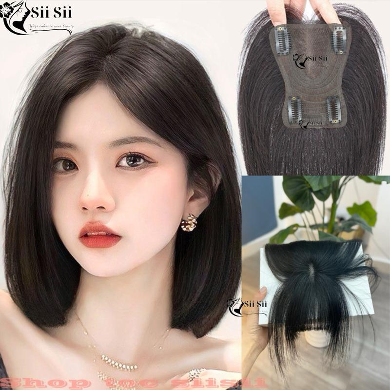 [ bản nâng cấp 4 kẹp] Mái phủ hói Trái tim nâng cấp Siêu lưới 4 kẹp thế hệ mới phổ rộng 9x12, Tóc thật, mạng lưới kích thước 9x12 thoáng khí Nữ Women