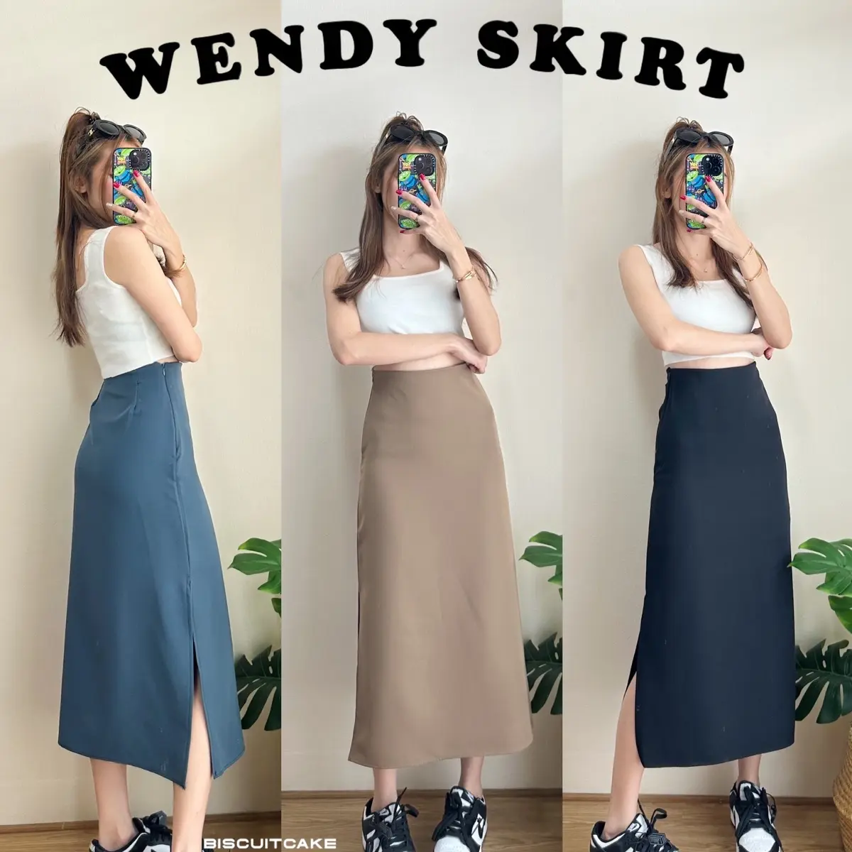 WENDY SKIRT กระโปรงผ่าข้าง ซิปด้านข้าง ผ้าบาร์บี้เปเป้