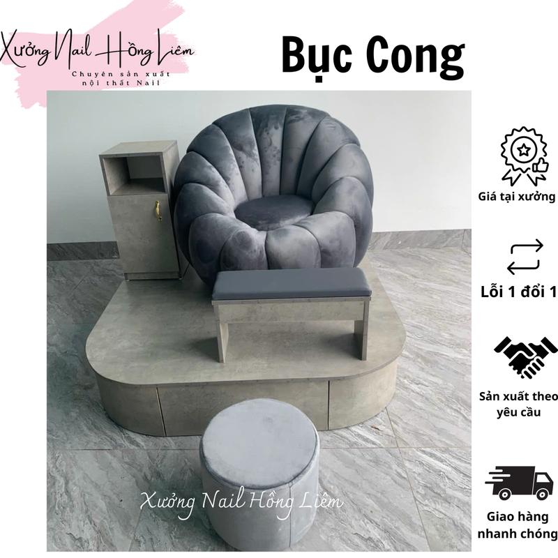 Bục Nail đơn cong gỗ mdf phủ melamin [Xưởng Nail Hồng Liêm] Vững chắc Ngăn kéo Đã lắp ráp 6