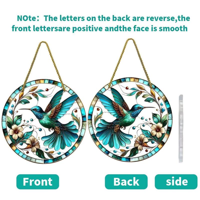 Product Introduction of Hummingbird Design Hanging Decor, 1 Count Bohemian Style Round Hanging Ornament, Decorative Pendant for Home Living Room Bedroom Garden, Hangable 4