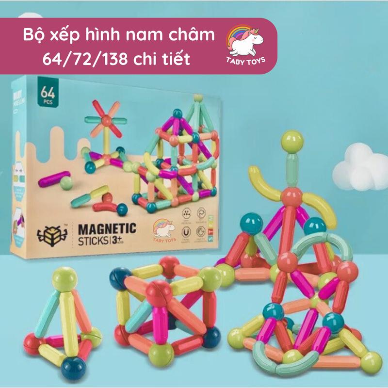 Bộ đồ chơi xếp hình nam châm TABY Toys 64 72 138 chi tiết cho bé chất lượng cao