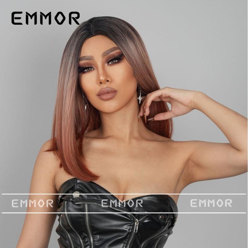 Product Introduction of New European and American Style Wig Medium Gradient Red Brown Long Straight Hair Full-Head Wig for Women 6