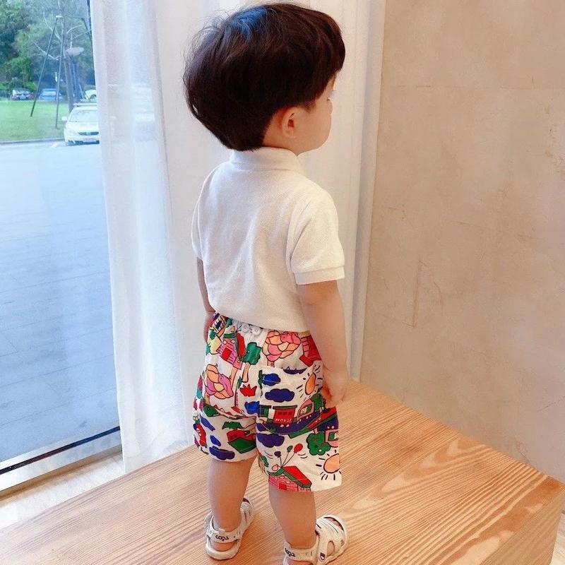 Áo Polo Hình Gấu Cờ, Phong Cách Mùa Hè, Dành Cho Bé Trai Và Bé Gái, Phong Cách Kỳ Nghỉ Dễ Thương, Bộ Quần Đùi Hoa Thời Trang, Phát Hành Vào Năm 2024 2