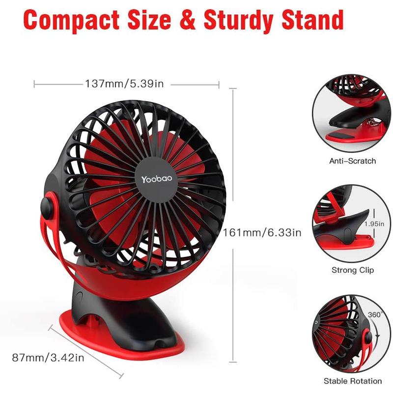 Quạt Tích Điện Cầm Tay Yoobao Xoay 720 Độ Với 4 Tốc Độ Gió Siêu Mát, Dùng Pin 6400mAh Siêu Trâu 2