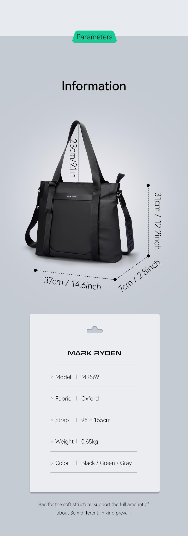 Product Introduction of Mark Ryden multifunctional leather messenger bag men Black Crossbody Bag Large Capacity Stylish Men Shoulder Bag men 9
