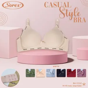 (PAKET 3 PCS) BRA SOREX 17232 TANPA KAWAT BUSA 34-40 34 36 38 40 cup kecil cantik bh tipis  wanita  nyaman