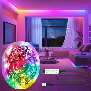 Tira de luz LED RGB, luces flexibles alimentadas por USB para decoración de fondo de TV y sala de juegos, control de tres botones sin necesidad de baterías