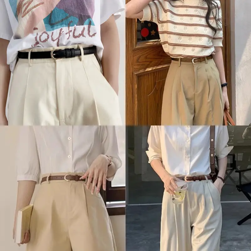 Thắt lưng nữ bản nhỏ da PU cao cấp dây nịt dây đai nữ khóa kim loại phong cách mới hiện đại TL11 8