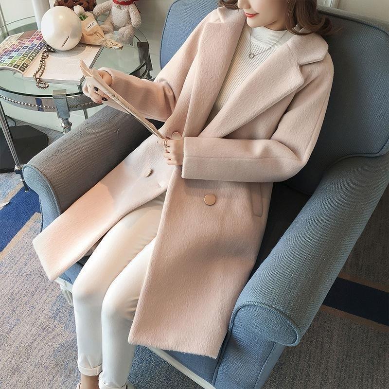 Product Introduction of Plus Size Thicken Cotton Woolen Jacket Women's Mid-Length Autumn Winter Korean Version Loose Woolen Coat 19