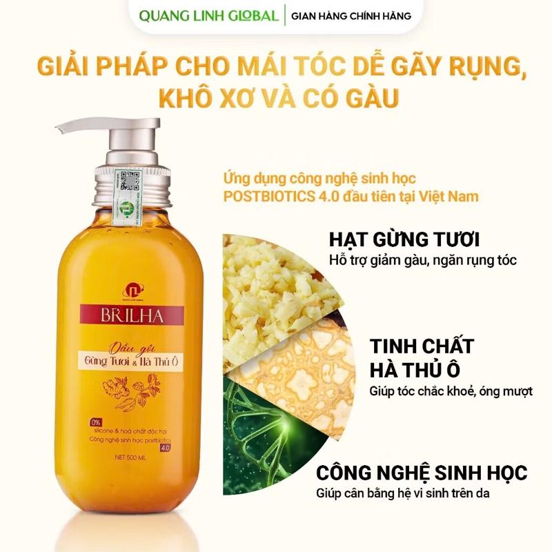 Product Introduction of [BRILHA] Dầu Gội - Dầu Xả Hữu Cơ Gừng Tươi - Hà Thủ Ô BRILHA - Bổ Sung Công Nghệ Sinh Học, Đen Tóc, Mượt Tóc, Giảm Rụng Tóc daugoi cap trị gàu 31