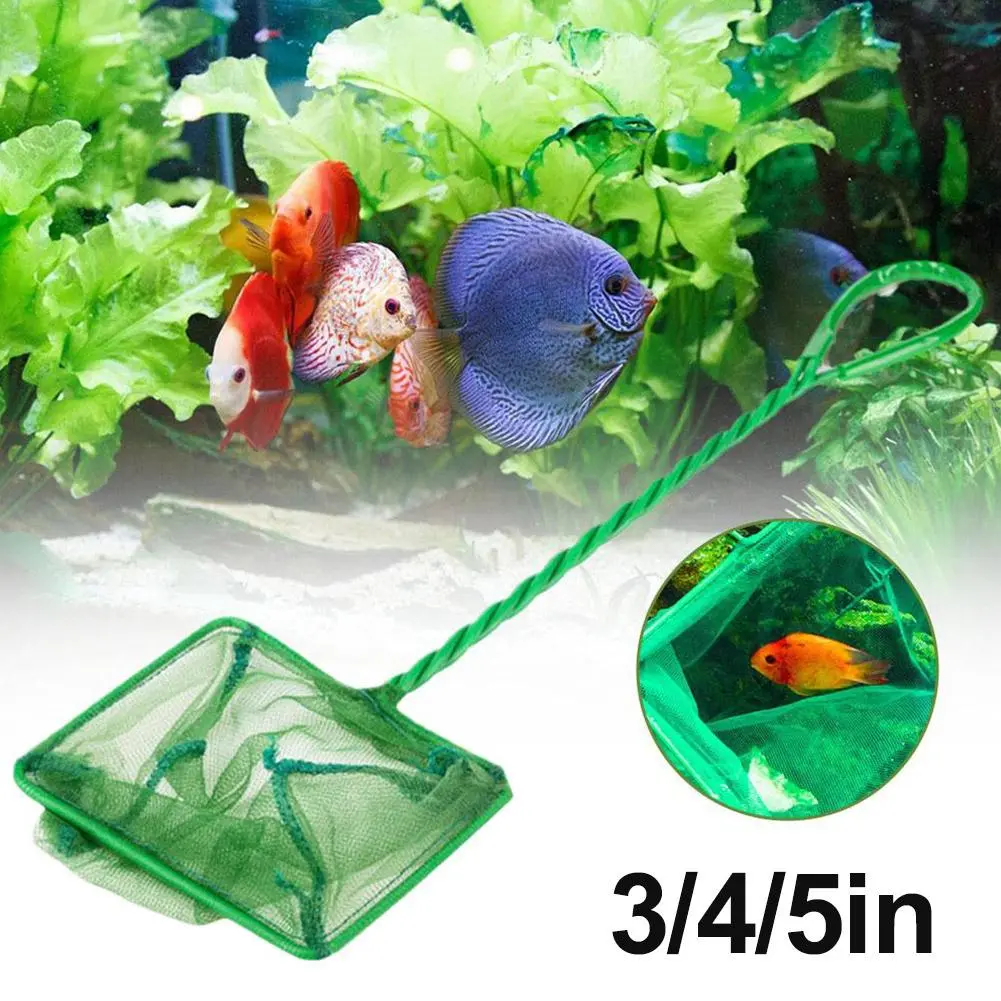 Portable Fish Net Long Handle Square Aquarium Accessories Fish Tank Landing Net Fishing Net Outdoors Crab Traps Fishing Tools