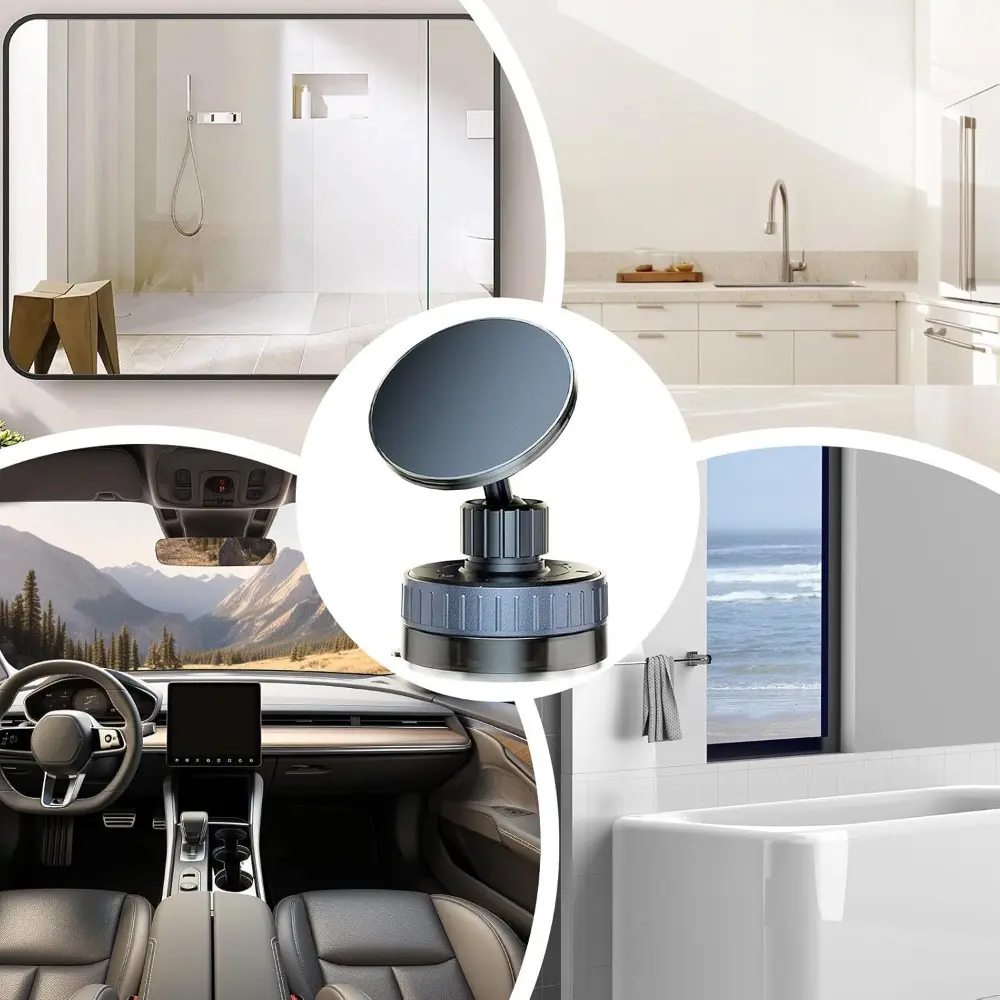 New Rotatable Car Mount Phone Magnetic ABS Vacuum Suction Cup Phone Holder Magnetic Attraction Cell Phone Mount Car