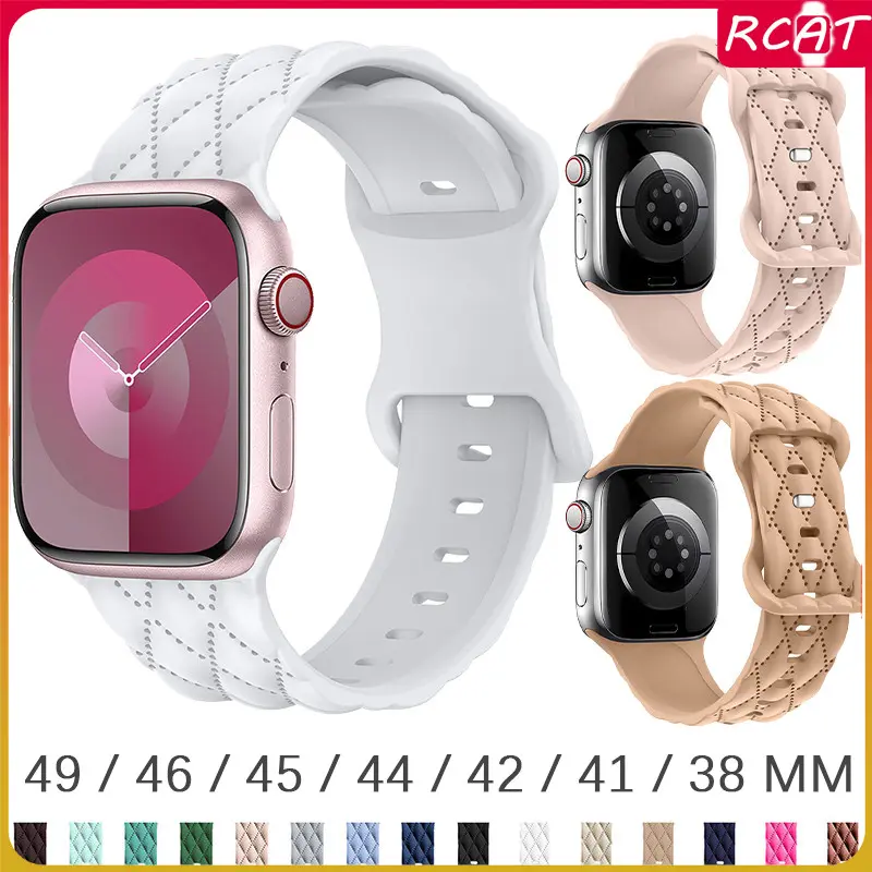 Printing Strap Iwatch Ultra 3/Ultra 2/Ultra 49mm Series 11 10 9 8 7 45mm 41mm,Silicone Sport Breathable Bracelet Wristband Accessories for Apple Watch Se 2 3 6 5 4 3 2 1 44 40 38 42 46mm Rubber Band Tali Jam Tangan Smartwatch T800 Ultra S8 Ultra 8 MAX