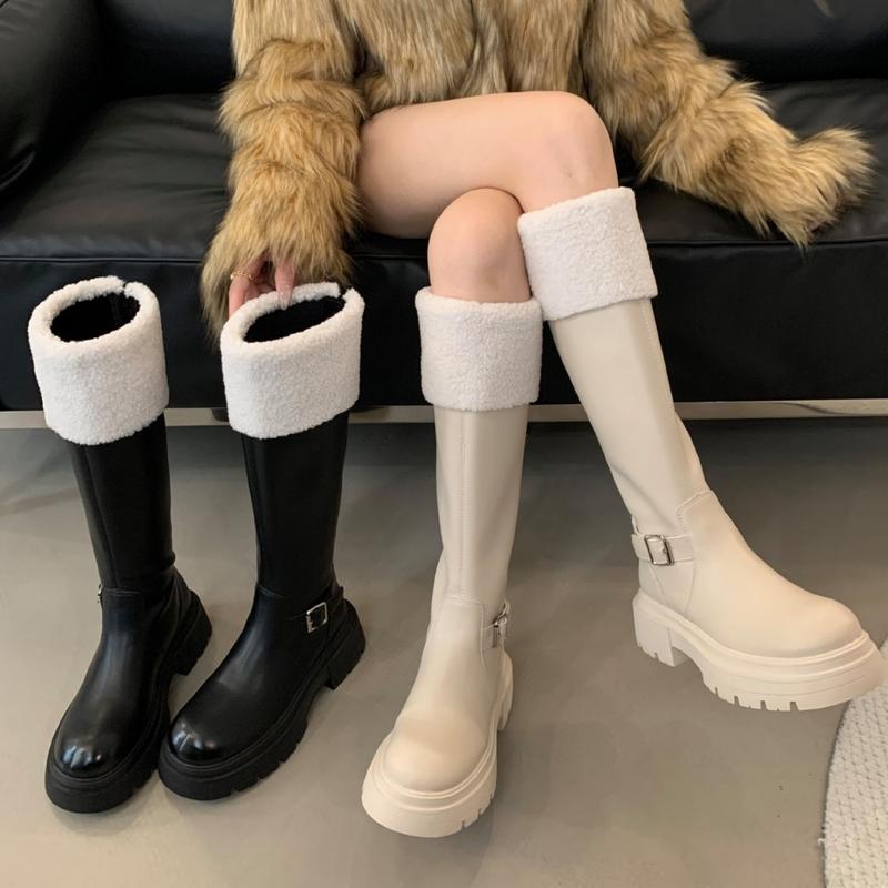 Bốt đùi nữ cổ lông tuyết quai khoá gót đế cao răng cưa hàng cao cấp QCC (FULLBOX) kiểu dáng sang chảnh Hàn Quốc 2025 -Bốt,Boot,Women