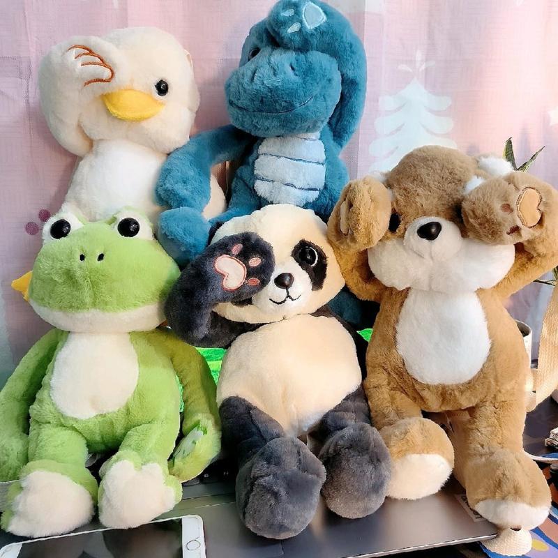 Balo thú nhồi bông trốn tìm hình gấu trúc, ếch xanh ,khủng long dễ thương Thú Bông Toy Voi Đồ Chơi Phát Nhạc