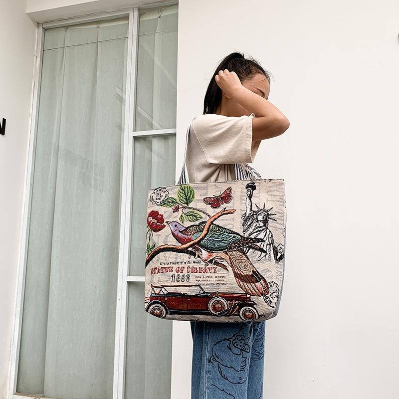 Bộ sưu tập Túi tote hình Chim phong cách Hàn quốc, túi vải nữ đeo vai vải canvas 1