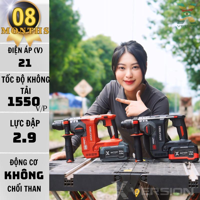 Máy Khoan Bê Tông Dùng Pin Amaxtools A3CN28SM bảo hành 8thang_Xversion