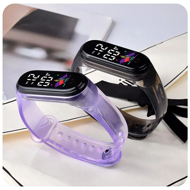Candy Color Transparent Kids Watches for Boy Girls Sports Silicone Watch Digital Kids Watch Fashion Bracelet Birthday Gift