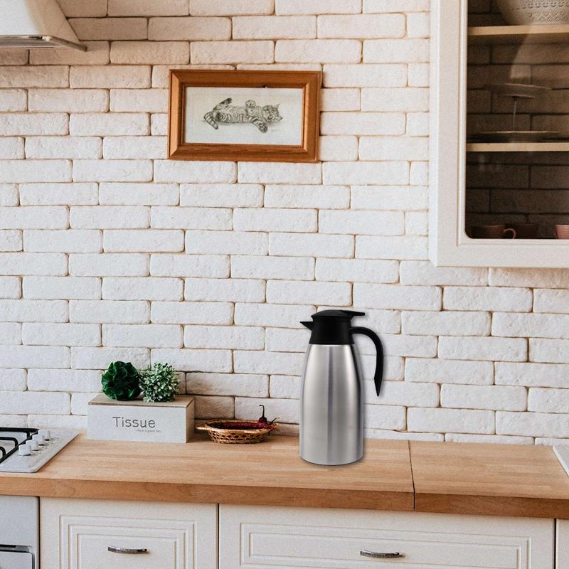 Product Introduction of Silver 304 Stainless Steel 2L Thermal Flask Vacuum Insulated Water Pot Coffee Tea Milk Jug Thermal Pitcher for Home and Office 2