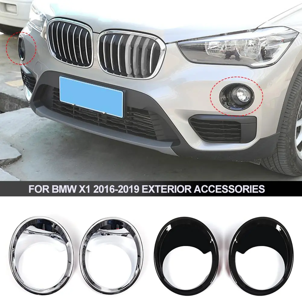 2Pcs Car Front Fog Light Frame Lamp Ring Cover Trim for BMW X1 2016-2019 Exterior Accessories #457065