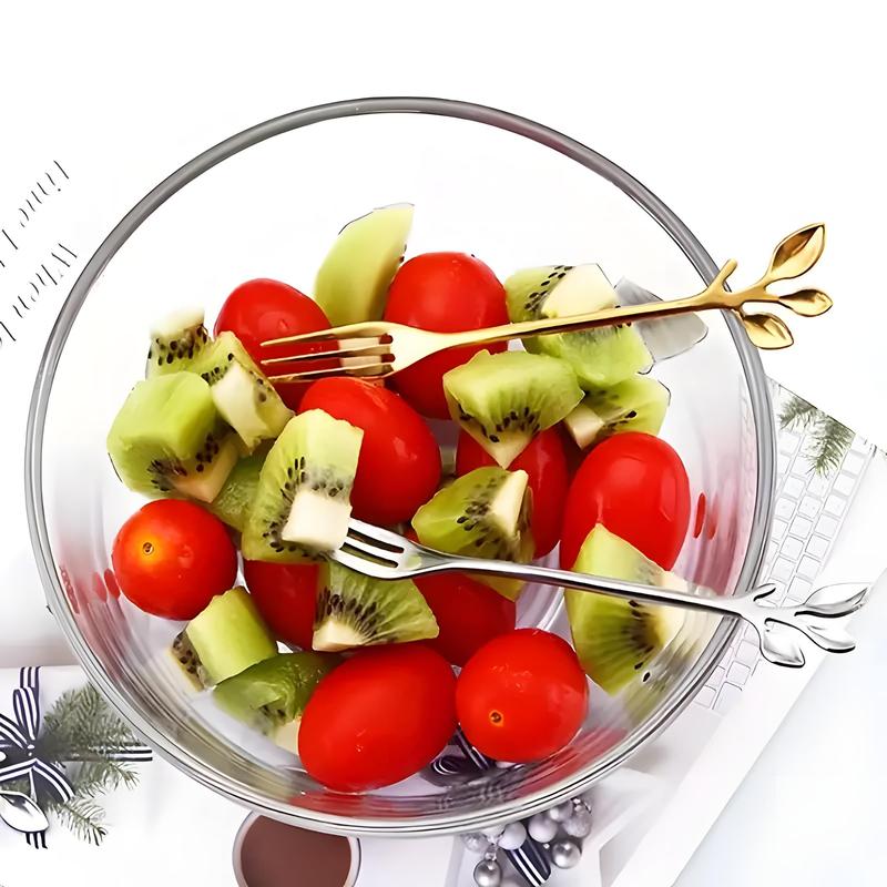 Product Introduction of Leaf Design Dessert Fork, 10pcs/set Stainless Steel Fruit Fork, Creative Cake Fruit Fork, Kitchen Accessories for Home Dinner and Daily Use 8
