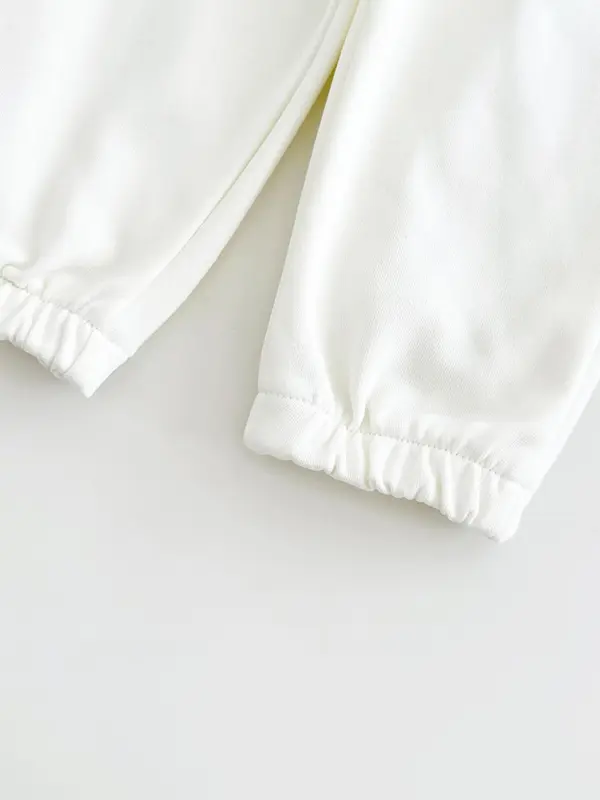 Baby's Solid Flower Embroidery Long Sleeve Sweatshirt & Elastic Waist Pants Two-piece Set, Casual Spring & Fall Outfits for Infant, Newborn Baby Clothes Gifts 7