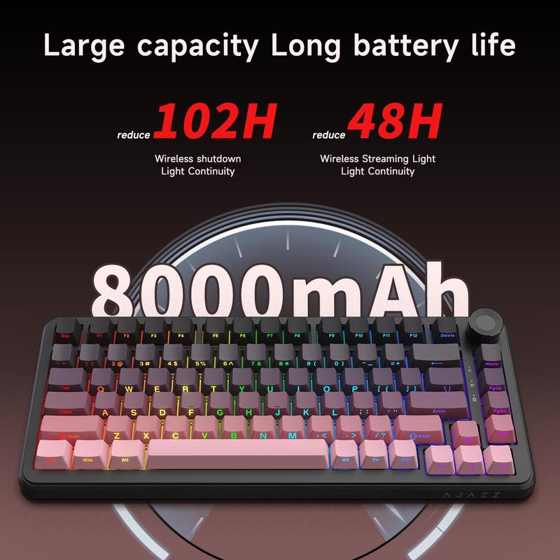 AJAZZ AK820 MAX PLUS Wireless Keyboard, Rechargeable 3-mode Mechanical Keyboard with Screen, Hot-swappable RGB DIY Keyboard for Gaming 3