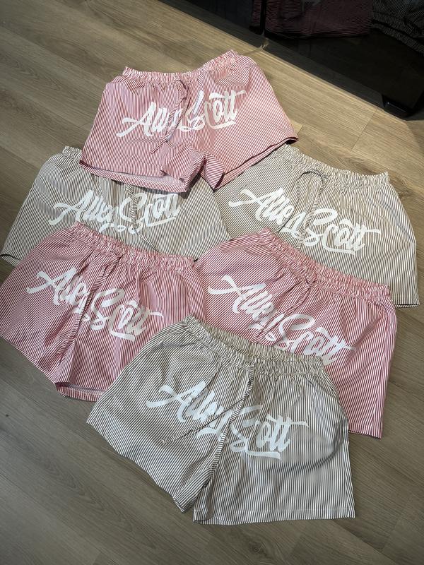 Quần Short AS Kẻ 2 Lớp Ngắn Trên Gối Lót Lưới Đi Biển Nam Nữ 2