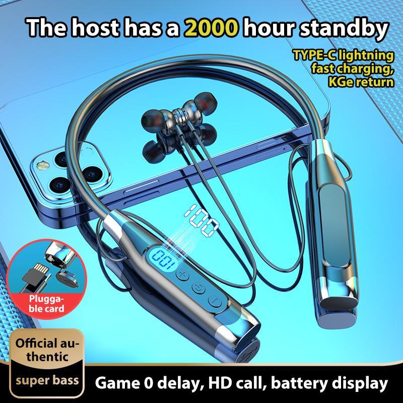 Tai Nghe Không Dây Bluetooth, Từ Tính, Chống Mồ Hôi, Có Thẻ TF Và Micro, Thời Gian Chờ Lâu, Thích Hợp Tập Gym, Chạy Bộ Và Tập Thể Dục