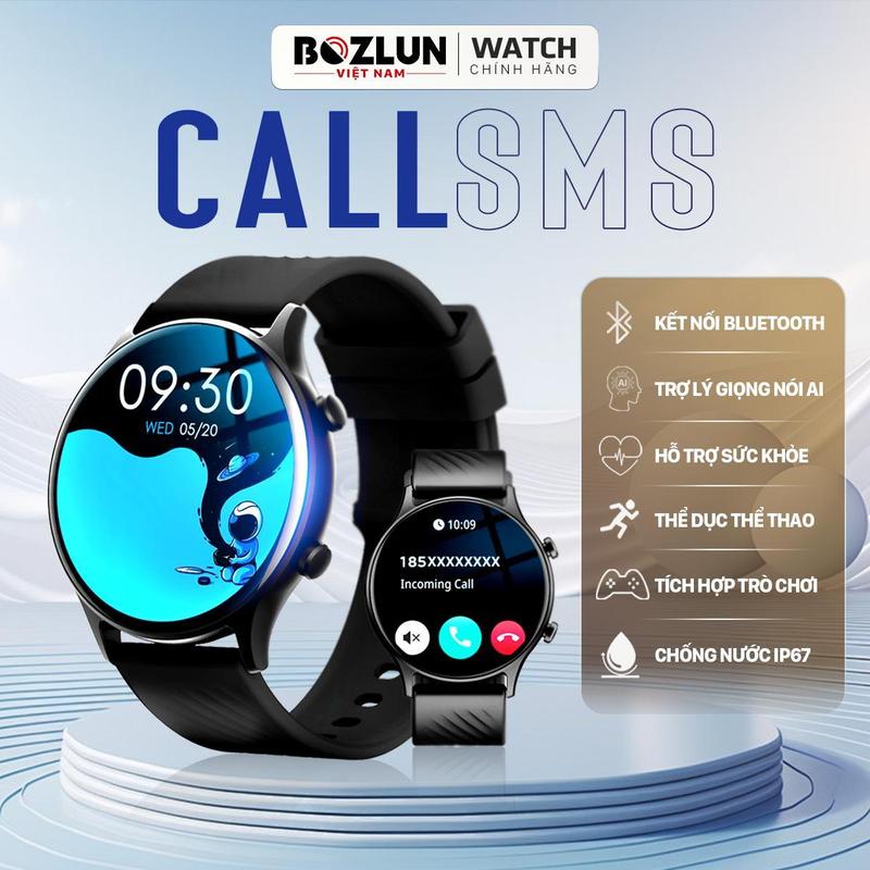 BOZLUN B53S - Đồng Hồ Thông Minh Thế Hệ Mới, Đàm Thoại 2 Chiều, Tích Hợp 120 Chế Độ Thể Thao, Theo Dõi Sức Khỏe, Chống Nước Tốt, Trợ Lý Giọng Nói AI, Bảo Hành 1 Đổi 1 Trong Vòng 12 Tháng.