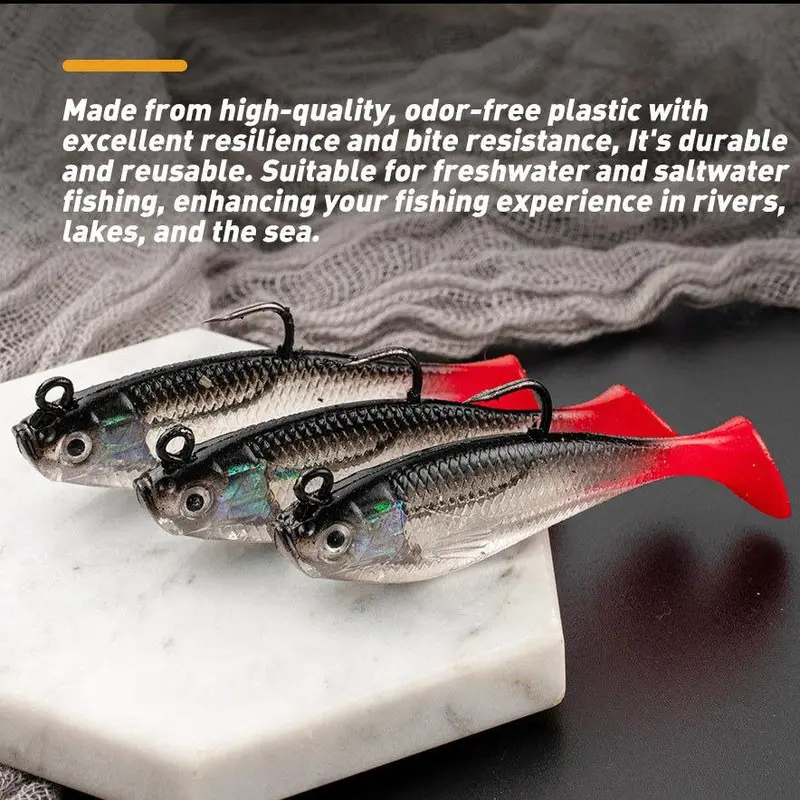Weedless Pre-rigged Jig Head Paddle Tail Swimbait, 1 Count Multi-species Bass/Trout/Walleye Fishing Lures for Fresh & Saltwater 4