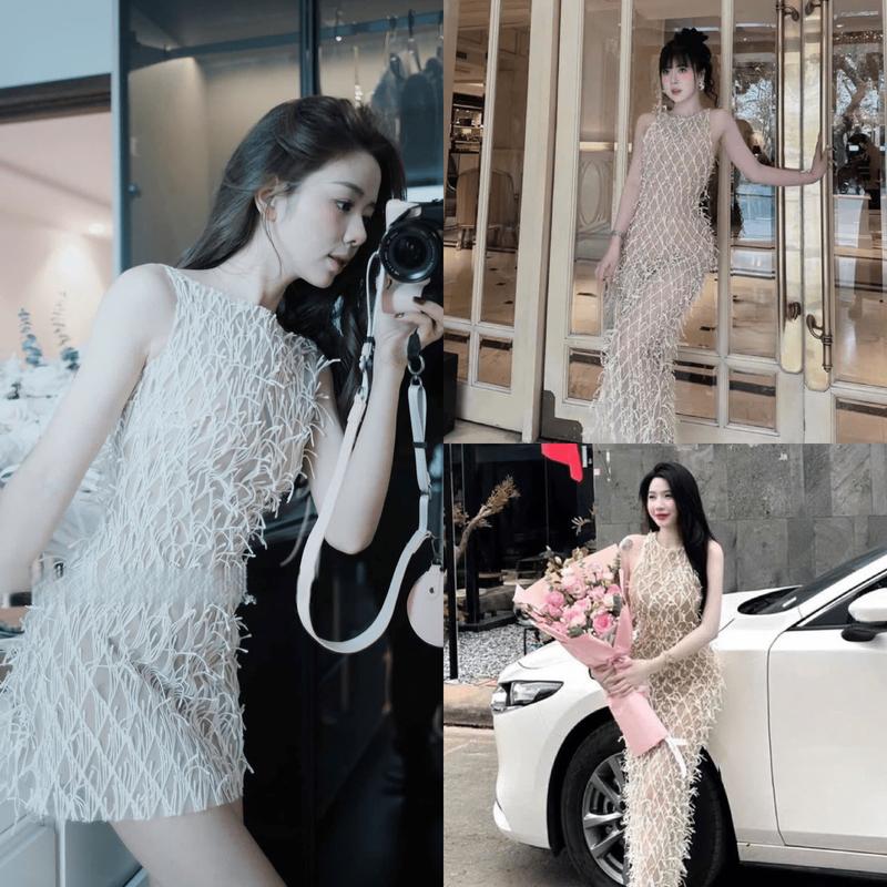 Váy body tua rua co giãn nhẹ nhàng X60 - Thư Váy