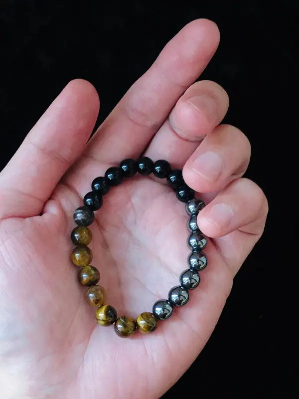 Natural Stone Beaded Bracelet with Three Stones, Fashionable Elastic Bracelet for Women & Men, Trendy All-match & Exquisite Jewelry for Birthday Gift 5