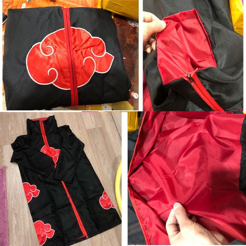 Áo khoác Akatsuki - Cosplay Uchiha Itachi trong Naruto kèm băng đeo trán nhẫn và vòng cổ hóa trang cho trẻ em, người lớn 5