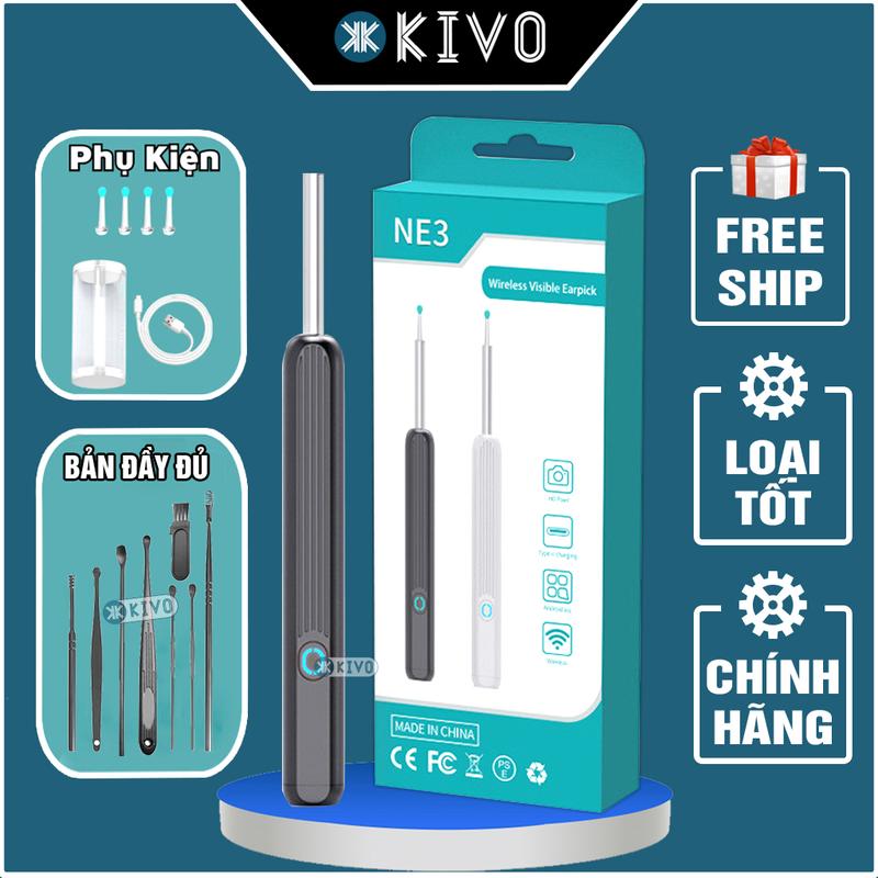 Bộ Lấy Ráy Tai Có Camera NE3 CHÍNH HÃNG - Dụng Cụ Lấy Ráy Tai Cho Bé Có Đèn - Móc Tai Chuyên Nghiệp Kivo